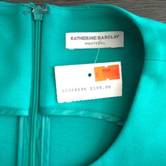 Katherine Barclay Sheath Dress With Ruffle Hem In Teal Green - Picture 9 of 9